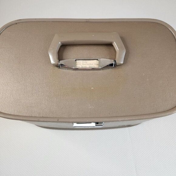 Vintage 50s 60s SKYWAY Luggage Train Cosmetic Case Mid Century Pinup Glam Travel - Picture 6 of 13